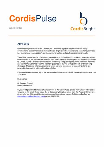 Cordis Pulse: April 2013
