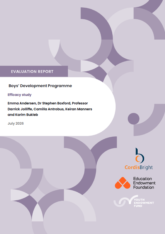 New independent evaluation finds that Future Men's Boys Development Programme improves school engagement