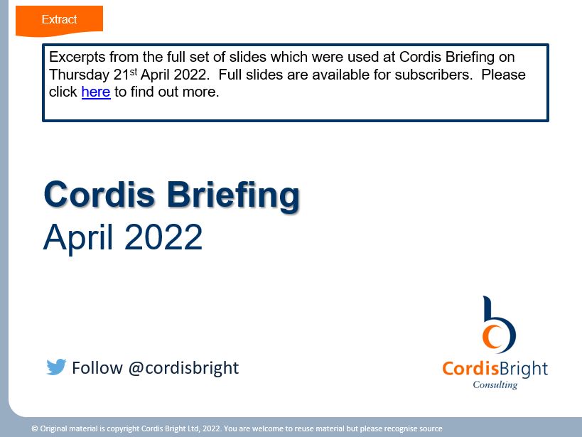 Cordis Briefing: April 2022