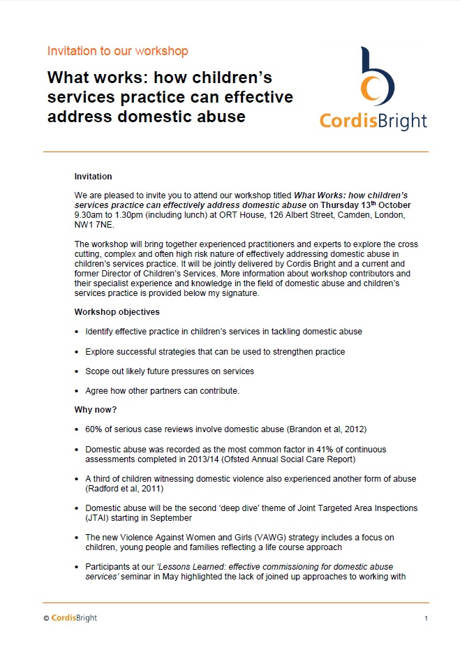 Workshop: effectively addressing domestic abuse
