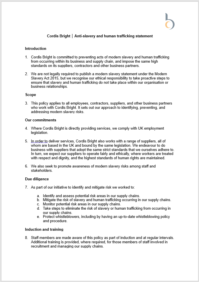 Anti-slavery and human trafficking statement