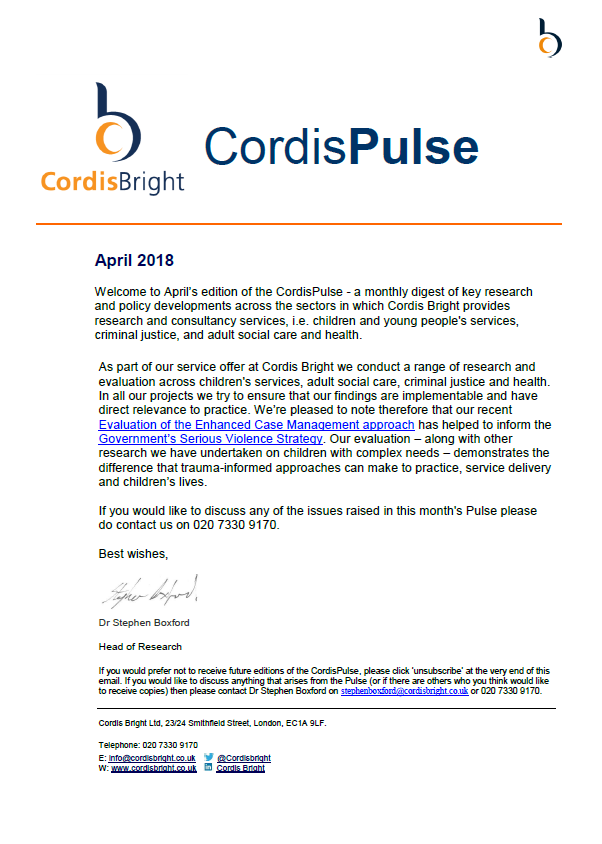 Cordis Pulse: April 2018