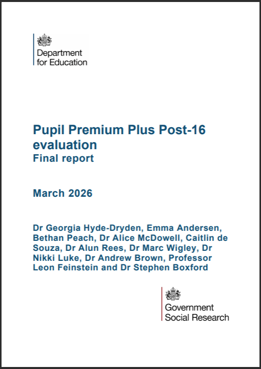 Evaluation of DfE Pupil Premium Plus Post-16 funding for children in care and care leavers